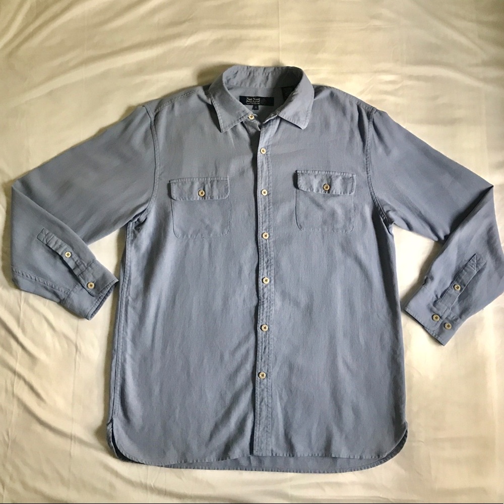 Nat Nast Dual Pocket Button Down Mens Shirt Large